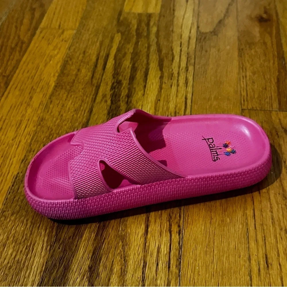 Kids Pink Slide Sandals palms pink size 34